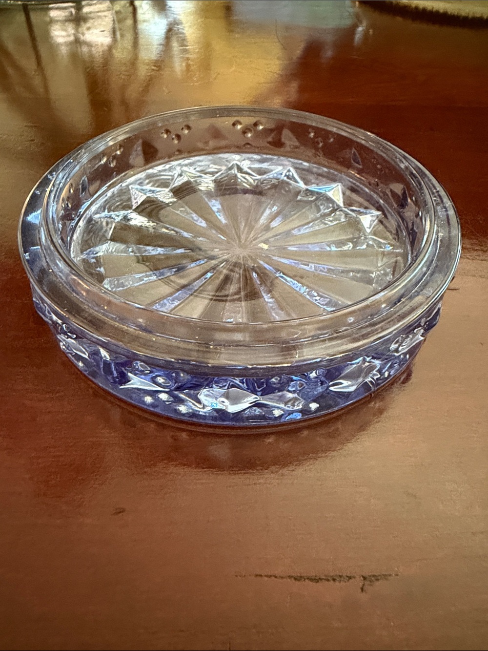 Vintage Pressed Glass Trinket Dish — Light Blue